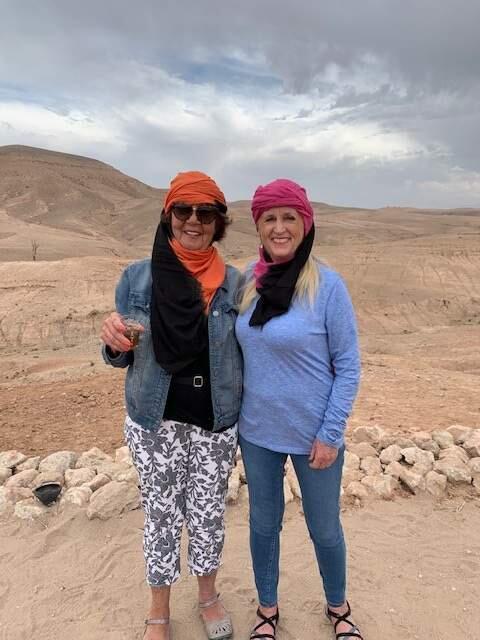 Gayle Guynup of Santa Rosa, right, with her friend Mary Van Zomeren, is stranded in Morocco and trying to arrange travel home. (Mary Van Zomeren)