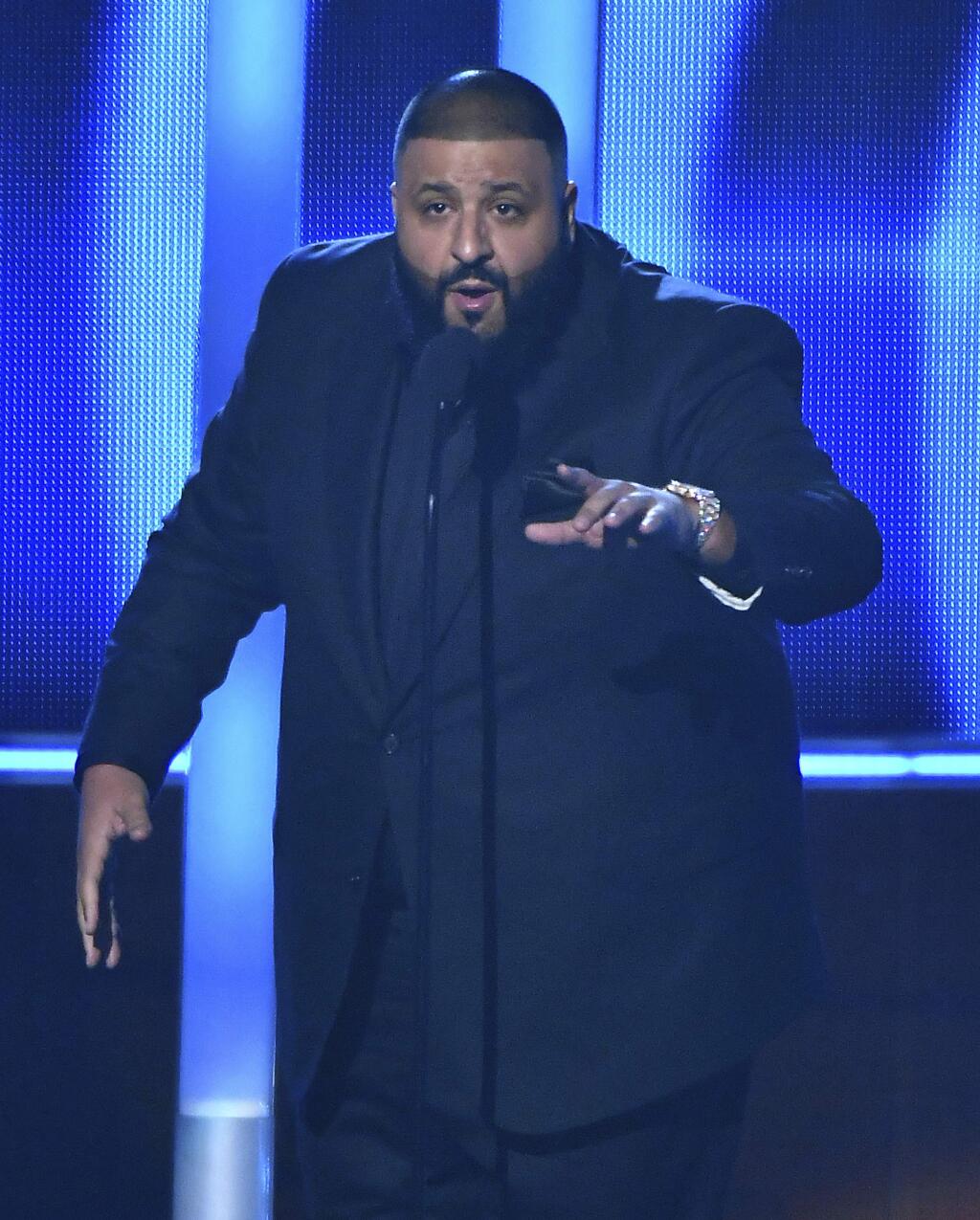 DJ Khaled introduces a performance by Fifth Harmony at the People's Choice Awards at the Microsoft Theater on Wednesday, Jan. 18, 2017, in Los Angeles. (Photo by Vince Bucci/Invision/AP)