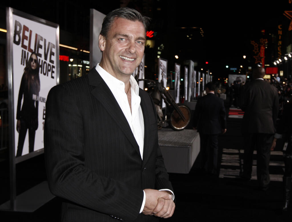 FILE - Cast member Ray Stevenson arrives at the premiere of "The Book of Eli" in Los Angeles on Jan. 11, 2010. Stevenson, the Irish actor who played the villain in “RRR,” an Asgardian warrior the ‘Thor’ films, and a member of the 13th Legion in HBO’s “Rome,” has died. He was 58. Representatives for Stevenson told The Associated Press he died Sunday, May 21, 2023, but had no other details to share. (AP Photo/Matt Sayles, File)