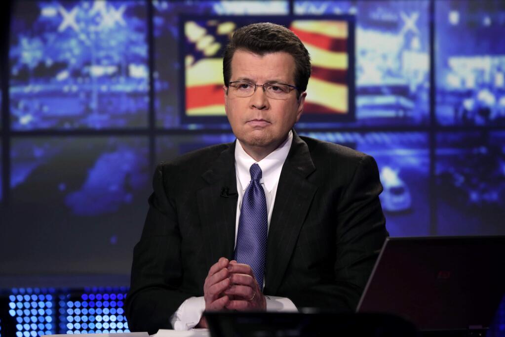 In this Tuesday, March 19, 2013 photo, Neil Cavuto, of the Fox Business Network, appears during a segment his program in New York. Cavuto, an anchor for Fox News Channel and Fox Business Network, is recovering from open heart surgery. Fox said Tuesday, June 21, 2016, that he's scheduled to return to hosting his trio of shows on the news and business channels later this year. (AP Photo/Richard Drew)