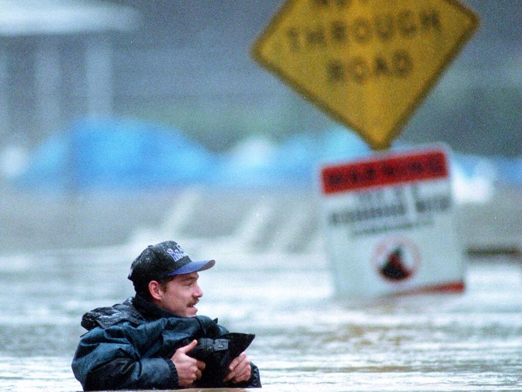 A Russian River flood scene from 1997. (The Press Democrat)