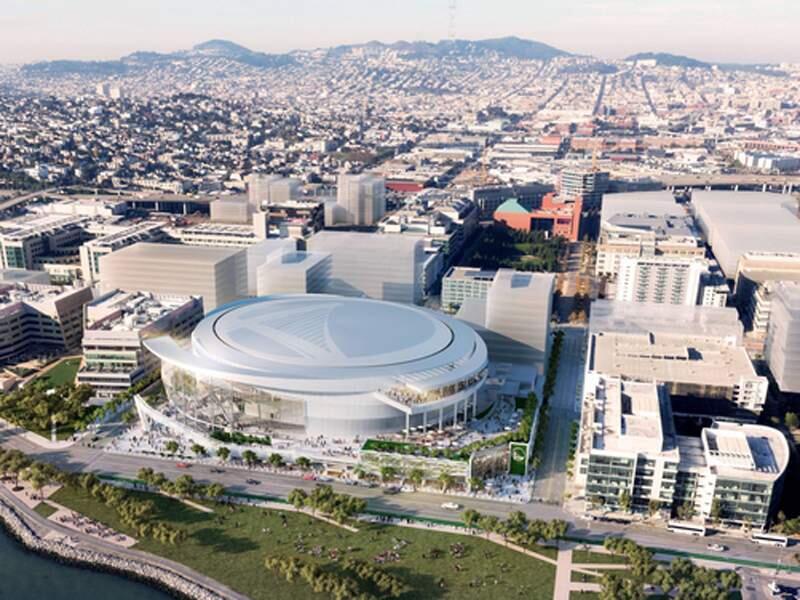 Rendering of the new arena, facing east. (COURTESY OF GOLDEN STATE WARRIORS)