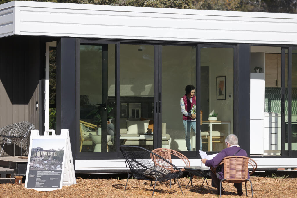 A 460 square ft model built by Connect Homes during an event organized by the Napa Sonoma ADU Center accessory dwelling unit in Napa, Calif., Wednesday, Nov. 9, 2022. (Beth Schlanker/The Press Democrat)