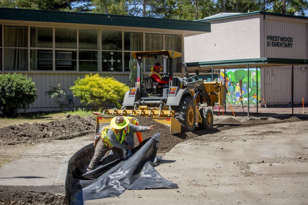 Construction continues to extend the multipurpose room at Prestwood Elementary School on East Napa Street on Wednesday, June 29, 2022. The district is currently analyzing feedback on its Master Facilities Plan. (Robbi Pengelly/Index-Tribune)