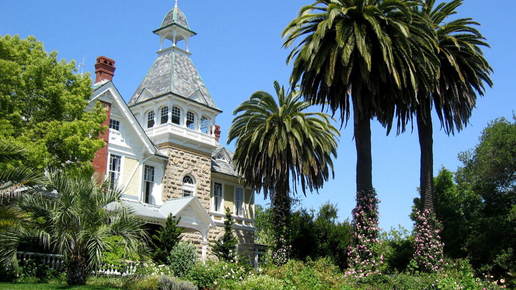 The Miravalle estate house at Spring Mountain Vineyard near St. Helena in Napa Valley became famous as the setting for the TV series "Falcon Crest" from 1981-1990. (SpringMountainVineyard.com)