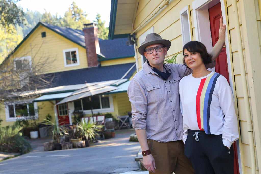 Bryce Skolfield and Suzanne Szostak, managing partners of Mine + Farm, The Inn At Guerneville, are against Measure B. Skolfield is part of the campaign against Measure B, which proposes a 4% hike on the tax on hotel and vacation rental beds. (Christopher Chung / The Press Democrat)