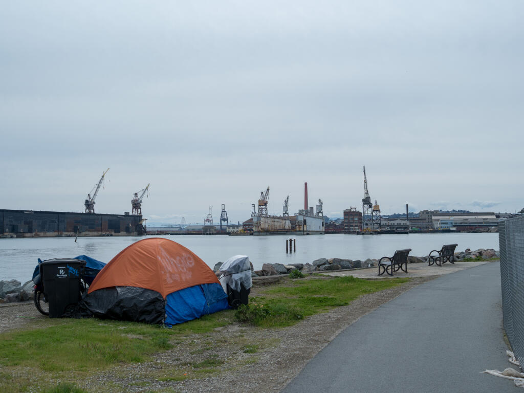 A homeless encampment in San Francisco, where 70 percent of homeless persons offered permanent spots in refurbished quarters were reportedly turning them down, as of April of 2021. (Shutterstock)