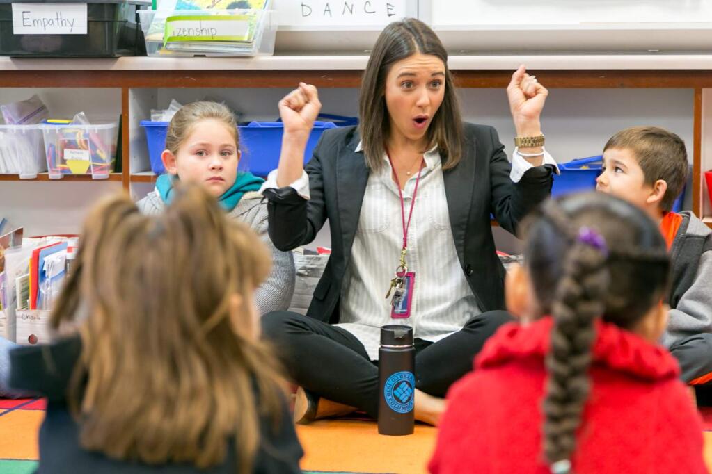 Lauren Jolly teaches her first grade class at Sassarini Elementary School Monday, Oct. 24, 2016. (Picture by Julie Vader/special to the Index-Tribune)