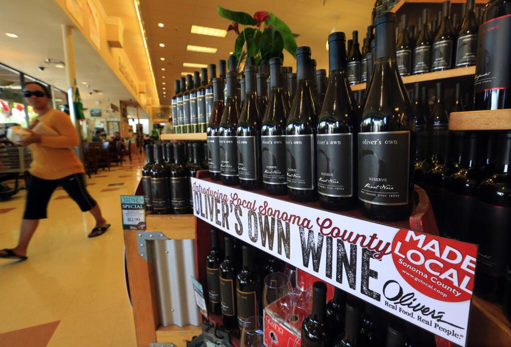 Oliver's Markets is now selling their own private label wine varietals in Sonoma County. (Photo by John Burgess)