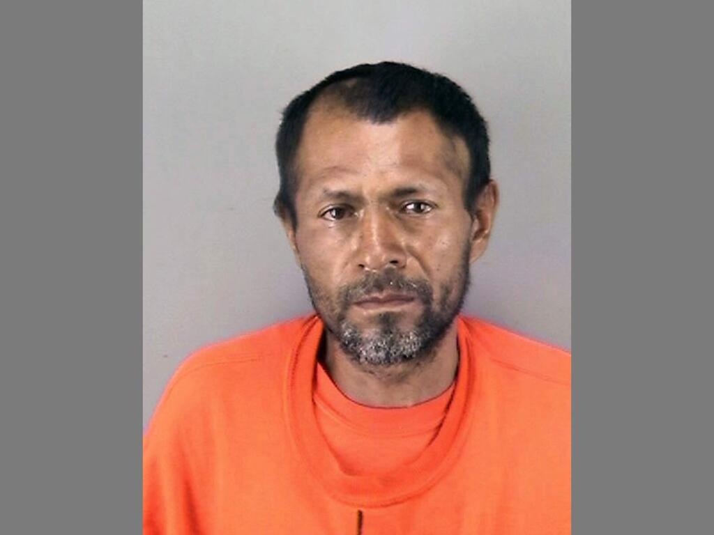 FILE - This undated file booking photo provided by the San Francisco Police Department shows Jose Ines Garcia-Zarate, a homeless undocumented immigrant who was acquitted of killing Kate Steinle on a San Francisco pier in 2015. A California state appeals court has thrown out the sole conviction against Jose Ines Garcia-Zarate who fatally shot a woman on the San Francisco waterfront in 2015, Friday, Aug. 30, 2019. (San Francisco Police Department via AP, File)