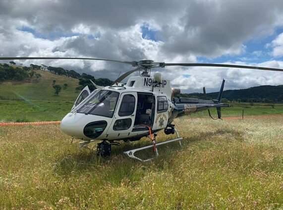 A California Highway Patrol helicopter was sent to rescue a driver who crashed off Highway 121 on Tuesday, May 21, 2019. (CHP - GOLDEN GATE DIVISION AIR OPERATIONS/ FACEBOOK)
