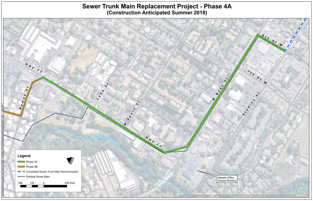 Map of the sewer replacement project to now begin in 2019. (SVCSD/SCWA)