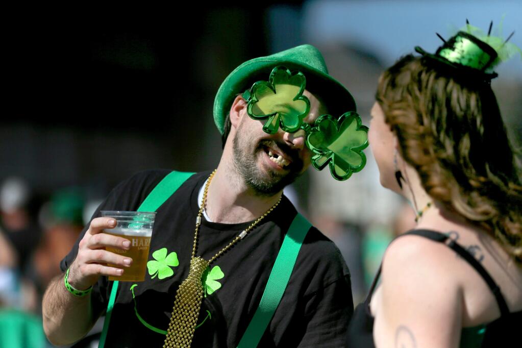 Eric and Rose Portlock attend the 'St. Paddy's Day On The Square' event at Old Courthouse Square in Santa Rosa on Sunday, March 17, 2019. (BETH SCHLANKER/ The Press Democrat)
