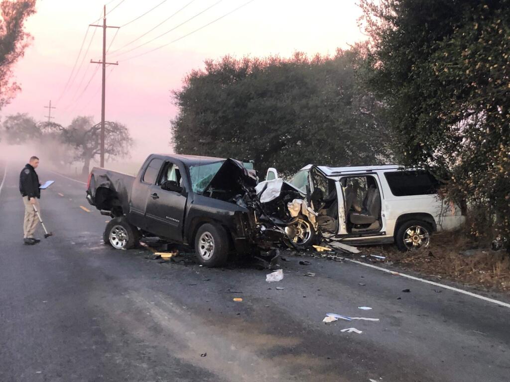 One driver died and another suffered major injuries in a head-on crash on Occidental Road on Wednesday, Dec. 12, 2018. (RINCON VALLEY AND WINDSOR FIRE ACTING BATALLION CHIEF FRED LEUENBERGER)