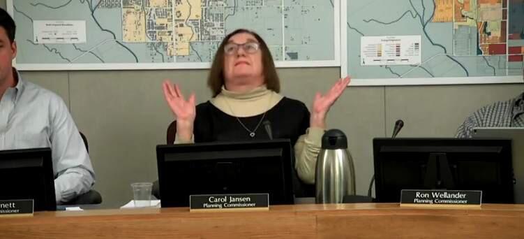 Planning Commissioner Carol Jansen threw her arms up in frustration Sept. 4 over city staff's availability for an upcoming Planning Commission meeting.