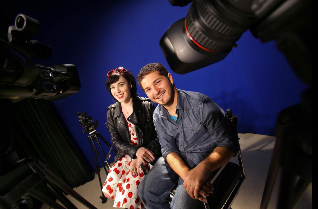 Sonoma State University students Mary-Madison Baldo, left, and Alex Bretow are trying to raise $11,000 to attend the Cannes Film Festival, in May, where two of their short films have been accepted for screening. Their films, 'Rampage' and 'Snake Eyes', will be shown as part of the short film corner at the festival.(Christopher Chung/ The Press Democrat)