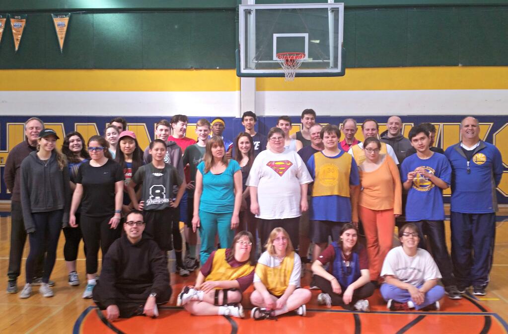 The basketball game at Hanna was filled with energetic teens and Special Olympics ahtletes.