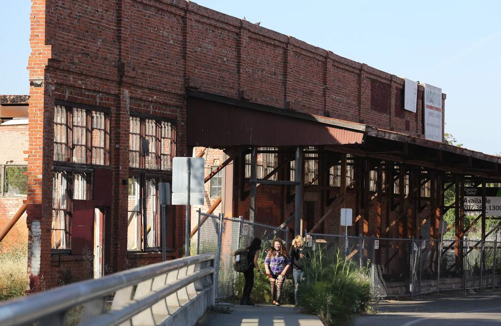 The old cannery walls on Third Street at Railroad Square, Friday, May 24, 2013. (Crista Jeremiason / The Press Democrat)