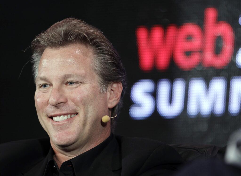 FILE - In this Oct. 17, 2011 file photo, Ross Levinsohn, then Yahoo Executive Vice President of Americas, speaks at the Web. 2.0 Summit in San Francisco. Levinsohn, currently the CEO and publisher of the Los Angeles Times, is being investigated by its parent company for allegations of inappropriate behavior. The company, Chicago-based Tronc, announced on Thursday, Jan. 18, 2017 the launch of the investigation of Levinsohn, who was given the Times' top job in August, 2017, after an NPR story detailed two sexual harassment lawsuits and complaints from employees who have worked under him at various companies. (AP Photo/Paul Sakuma, File)