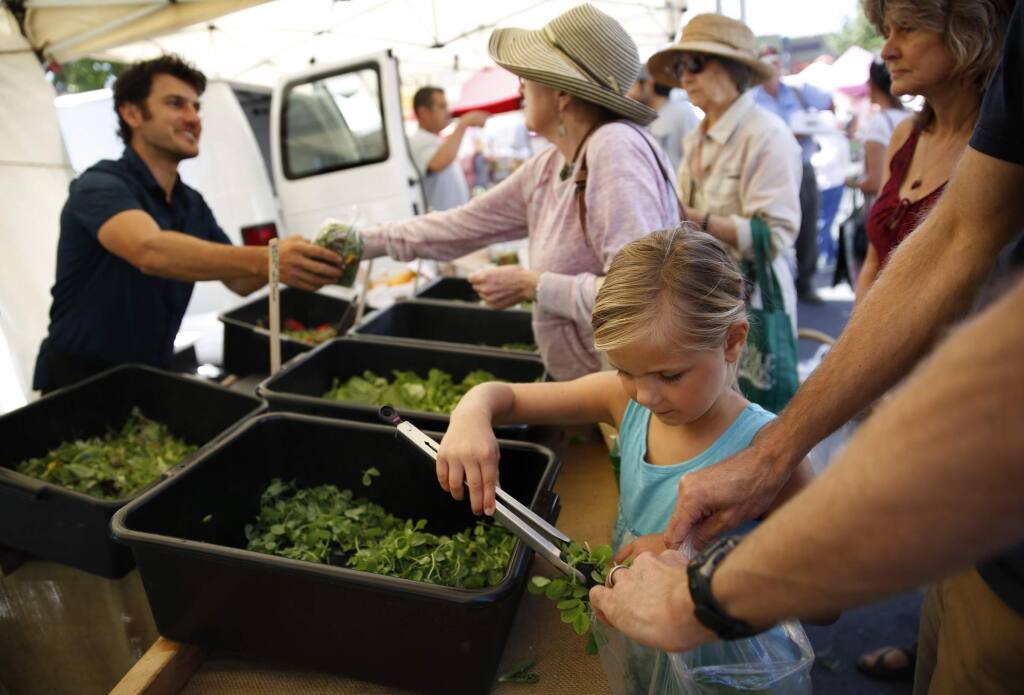 The Sebastopol Certified Farmers Market, founded in 1994 and managed by Paula Downing, takes place in the town plaza at McKinley and Petaluma Avenues, on Sundays from 10 a.m. to 1:30 p.m. (Beth Schlanker / The Press Democrat file)