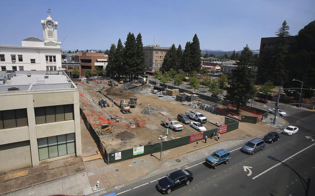 The reunification of Santa Rosa's Old Courthouse Square will re-route northbound traffic on Mendocino Avenue onto Third Street. (CHRISTOPHER CHUNG / The Press Democrat)