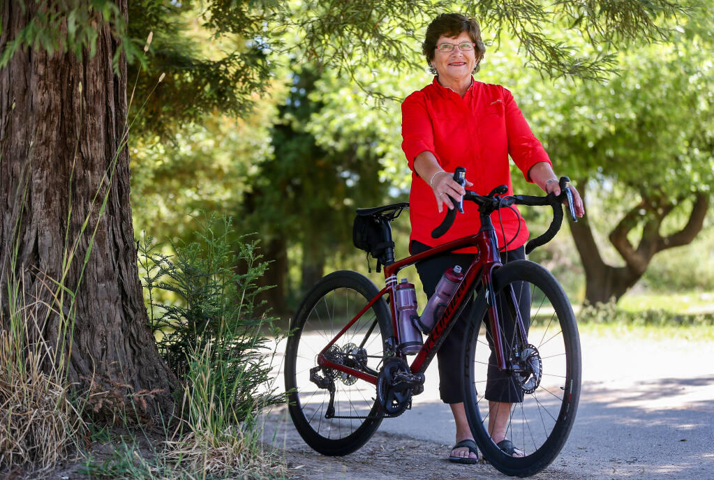 Jan Smith Billing is looking forward to traveling and cycling more after retiring from her role as commissioner of the North Bay League. Smith Billing held the position since 2015.  Portrait take at Spring Lake Regional Park in Santa Rosa on Thursday, June 23, 2022.  (Christopher Chung/The Press Democrat)