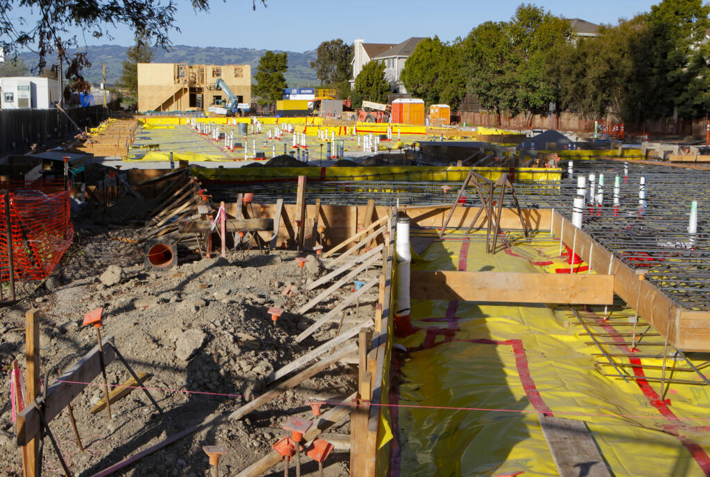 Construction continues on PEP Housing’s River City Senior Apartments  on Petaluma Boulevard South on Tuesday, March 2, 2021. (CRISSY PASCUAL/ARGUS-COURIER STAFF)