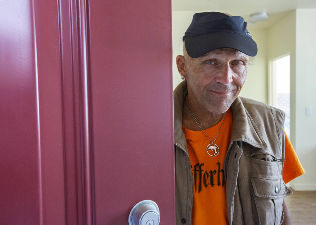 Bob Krah qualified for one of the low-income units at the Alta Madrone development on Broadway. He moved into his one-bedroom apartment on Thursday, June 10, 2021. (Photo by Robbi Pengelly/Index-Tribune)
