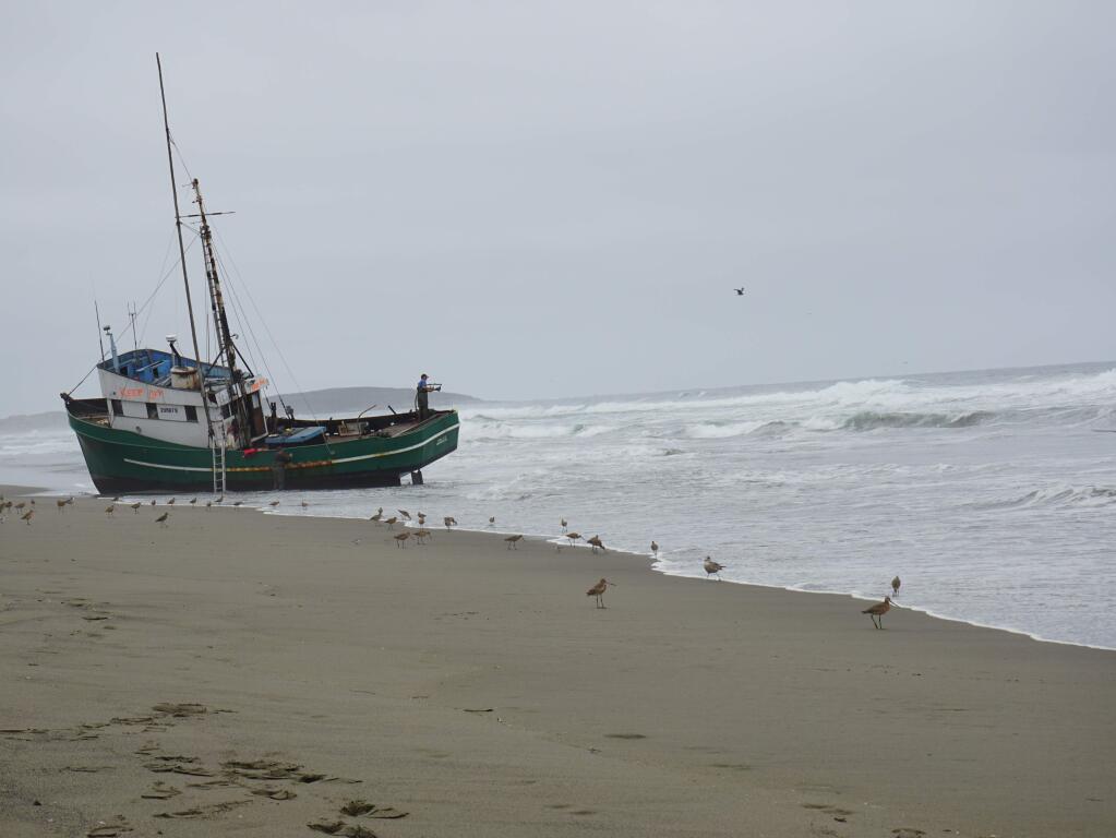 This 54-foot commercial fishing boat ran aground off South Salmon Creek Beach in the early hours of Sunday, Sept. 11, 2016. (COURTESY OF CHRIS HOWRY)