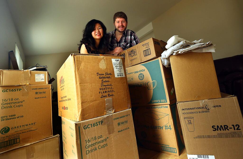 First-time home buyers Kirsty and Dan Pribble moved into their west Santa Rosa home a week ago and still have some unpacking to do. (JOHN BURGESS / The Press Democrat)