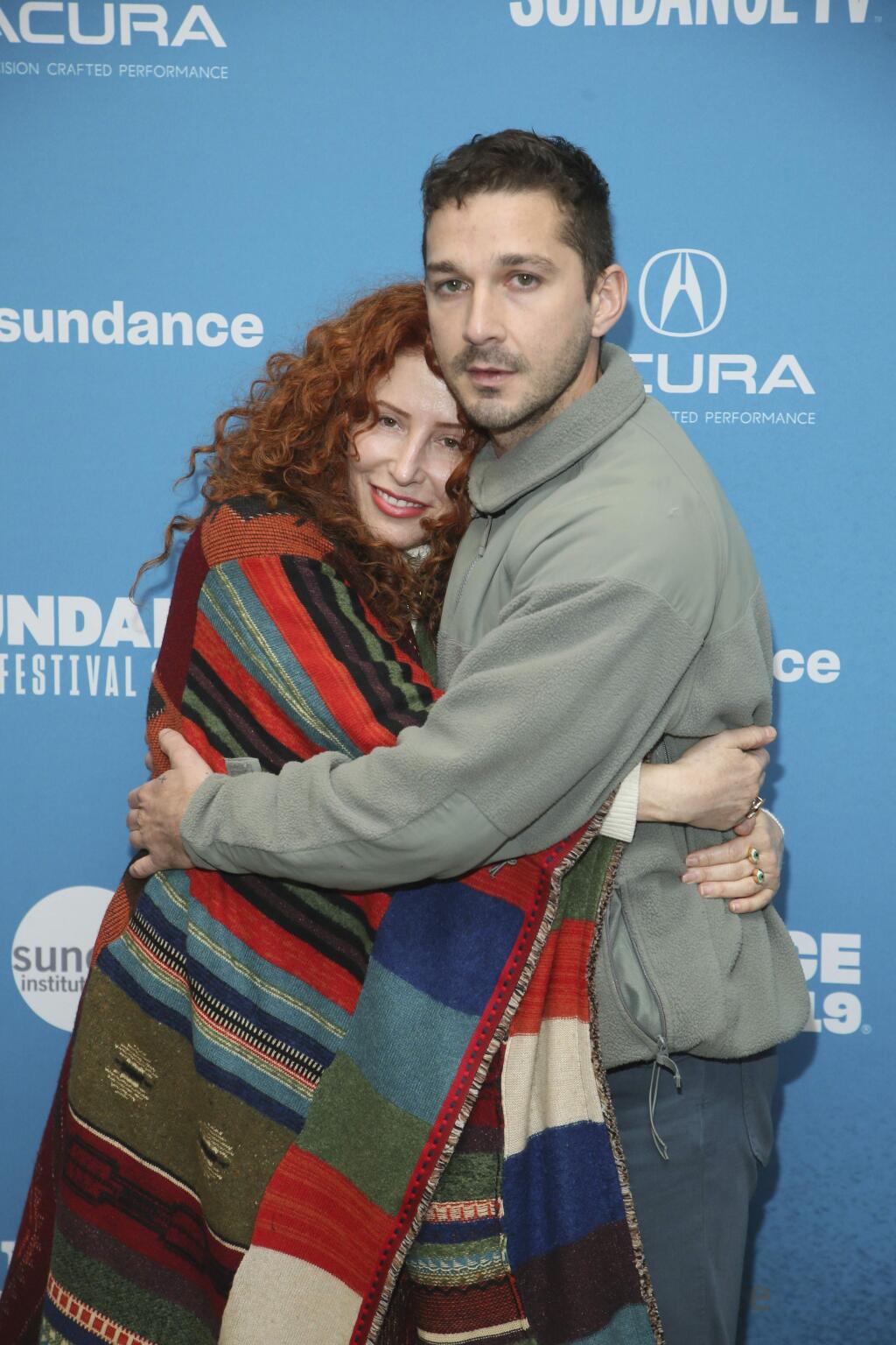 Director Alma Har'el, left, and actor Shia LaBeouf pose at the premiere of 'Honey Boy' during the 2019 Sundance Film Festival, Friday, Jan. 25, 2019, in Park City, Utah. (Photo by Danny Moloshok/Invision/AP)