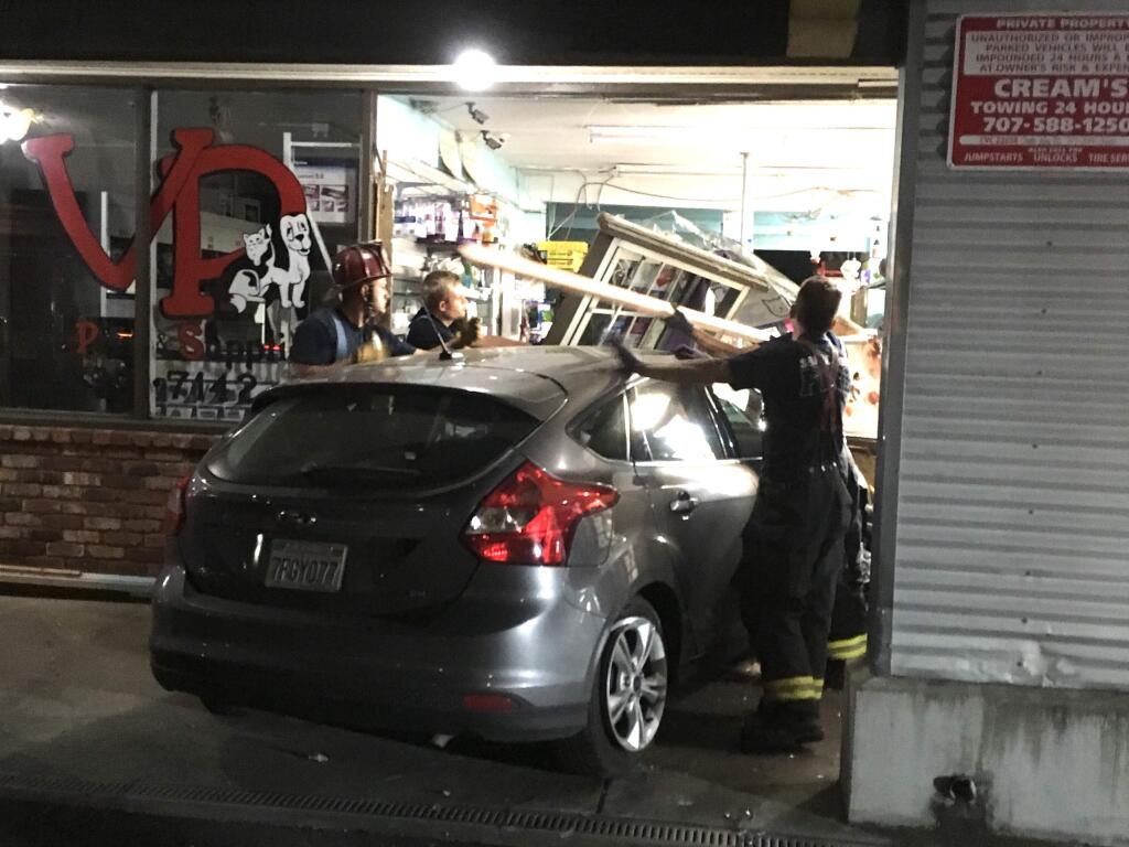 A driver crashed into the front of Village Pets in east Santa Rosa on Monday, May 1, 2017. (COURTESY OF MARK BASQUE)