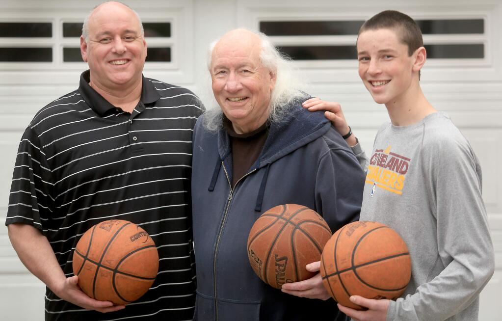 The Averbuck boys, from left, Chico, Ned and Sam, in a 2014 photo. Chico is an NBA scout, Ned played for Pete Newell at Cal and Sam played basketball at Montgomery High School. (Kent Porter / The Press Democrat)