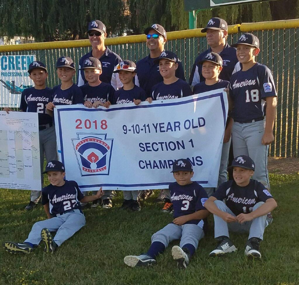 JOHN JACKSON/ARGUS-COURIER STAFFThe Petaluma American 9-11-year-old All-Stars added the Section 1 championship banner to the District 35 banner it had already won and now move on to play for the Northern California championship.
