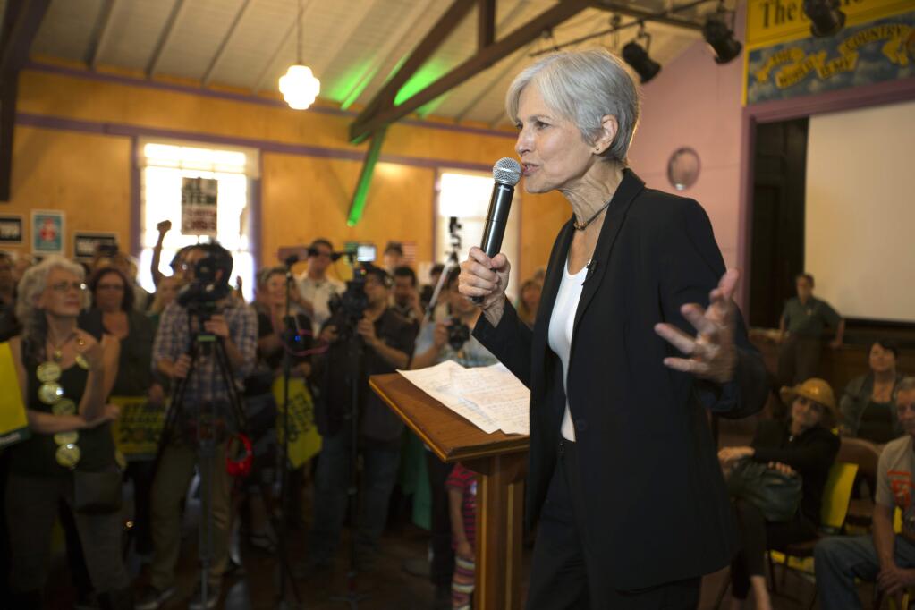 Green Party presidential candidate Jill Stein delivers speaks to supporters in Oakland on Oct. 6. (D. ROSS CAMERON / Associated Press)