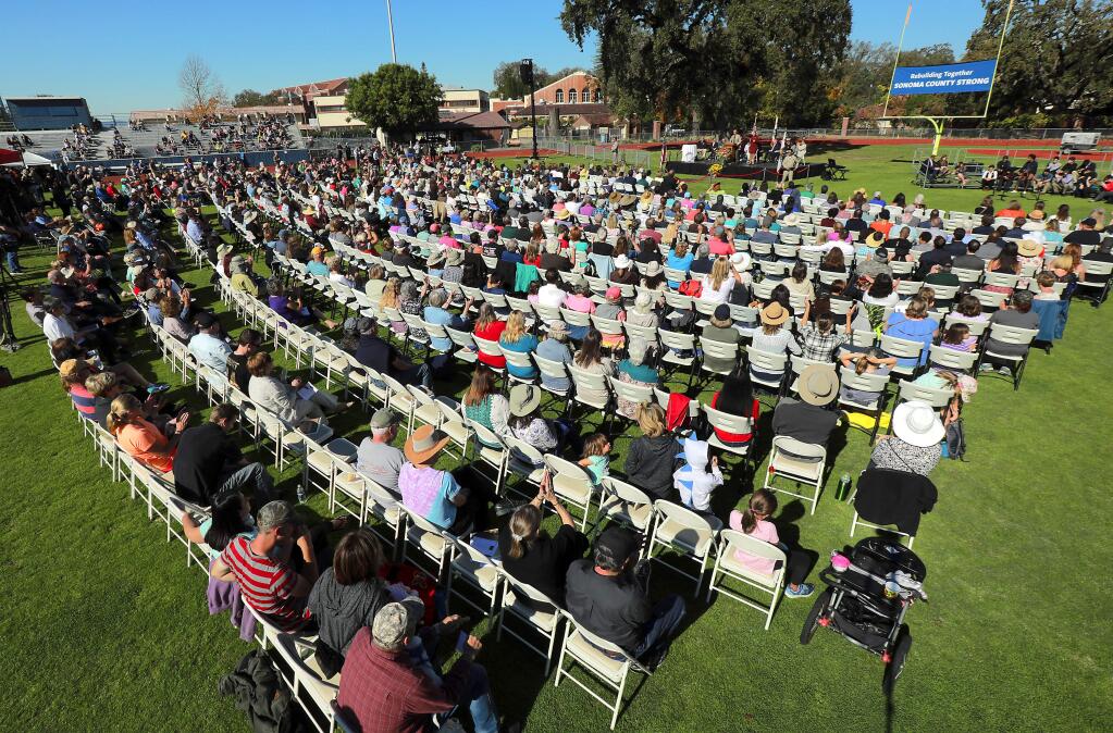 Over 1,000 people attended the Sonoma County Day of Remembrance on SRJC's Bailey Field on Saturday, October 28, 2017. (photo by John Burgess/The Press Democrat)