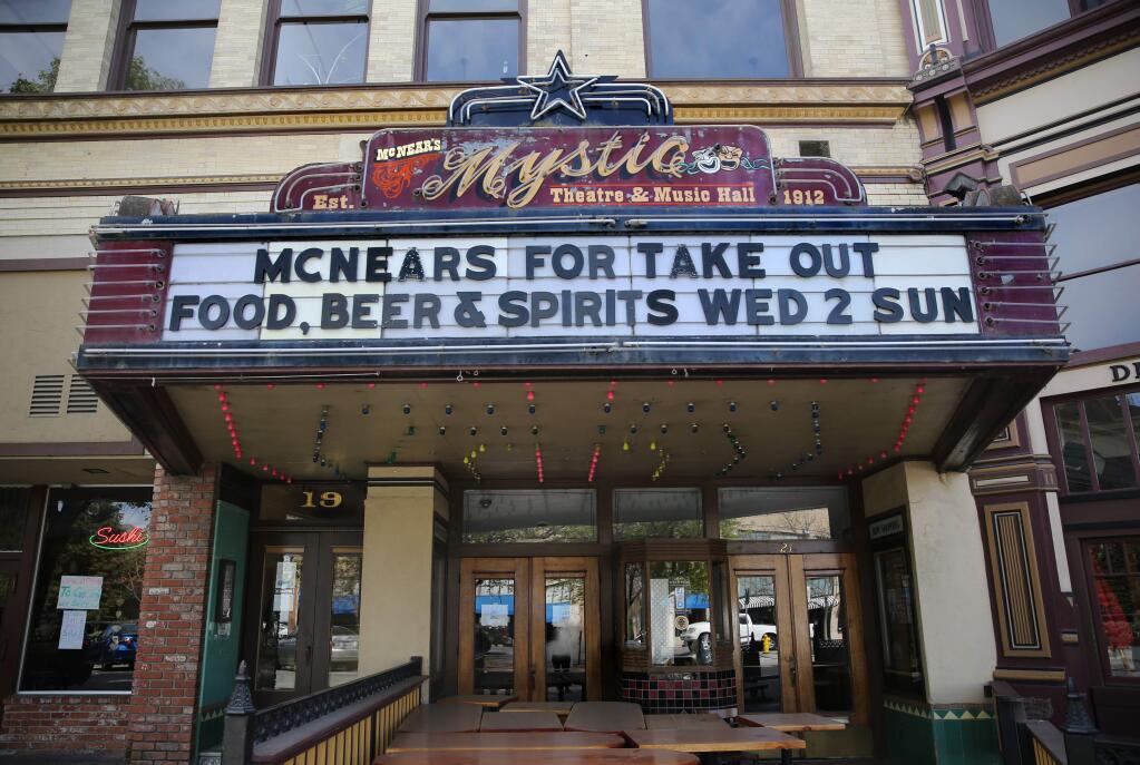 The Mystic Theatre in Petaluma, California on Monday, April 20, 2020. (BETH SCHLANKER/ The Press Democrat)