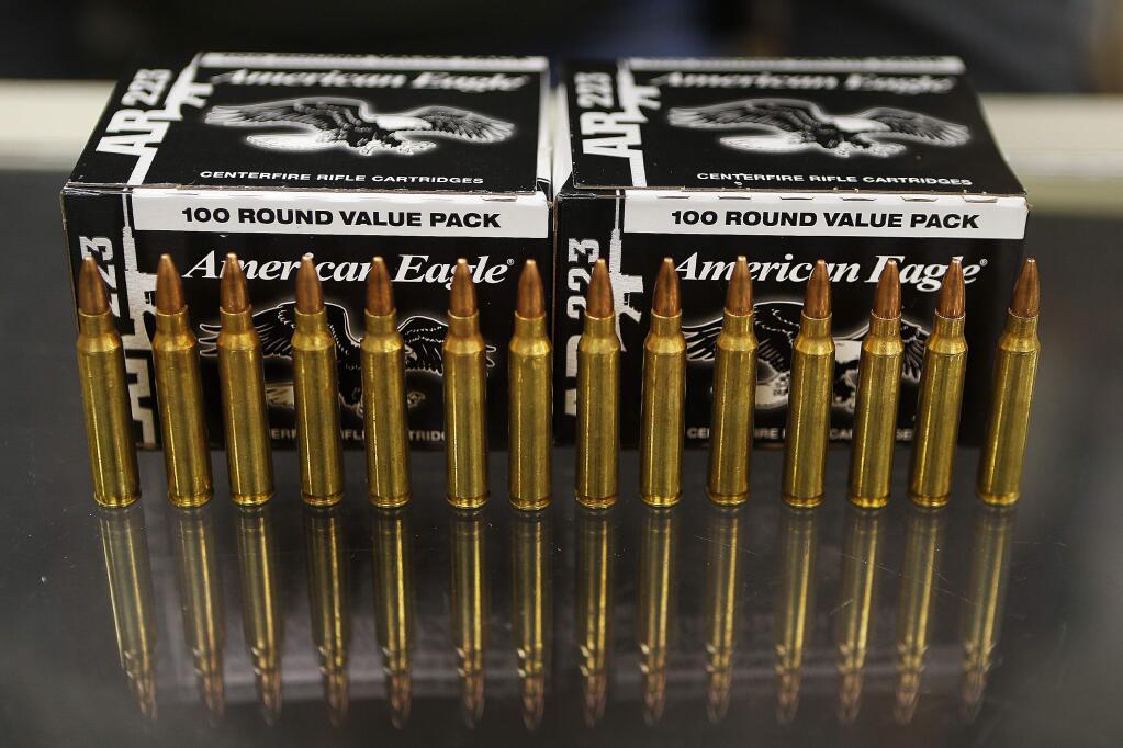 Numerous laws are coming into effect involving ammunition in the coming years. For example, ammunition will no longer be mailed to the owner's house but instead must be sent to a licensed gun vendor. Background checks will start for ammunition purchases in 2019. (AP Photo/Keith Srakocic)