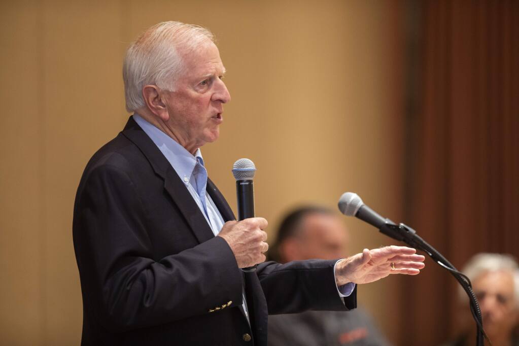 Rep. Mike Thompson spoke about his bill requiring background checks to purchase guns at the World Affairs Council of Sonoma County at the Flamingo Hotel on Friday. (photo by John Burgess/The Press Democrat)