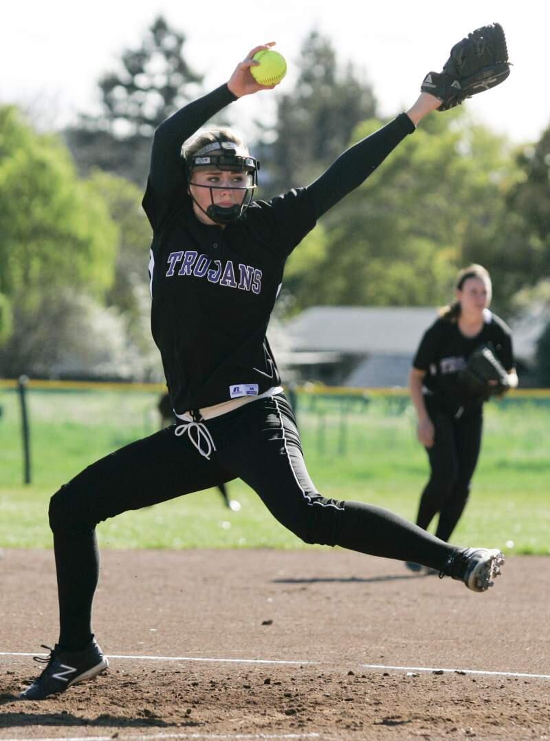 Dana Thomsen, a former Petaluma High and Santa Rosa Junior College ace, will be spending a lot of time in the pitchers circle this season after she became the No. 1 starting pitcher for the University of Hawaii Rainbow Wahine, (SCOTT MANCHESTER/THE PRESS DEMOCRAT)