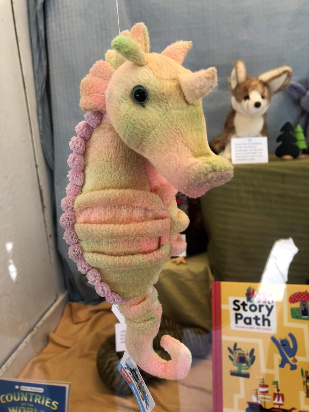 Meet Stevie the Seahorse, currently greeting young Petaluma writers in the front window of Copperfield's Books.(PHOTO BY DAVID TEMPLETON)