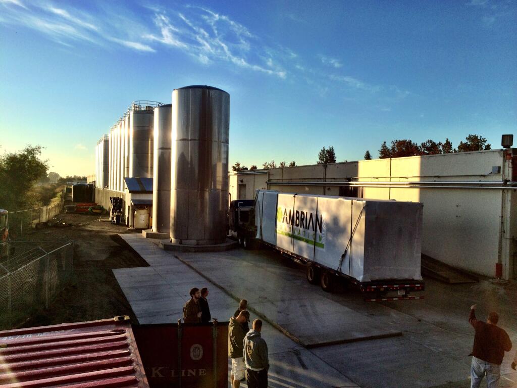Lagunitas Brewing in Petaluma has installed six Cambrian Innovation microbe-based systems that clean high-strength wastewater while producing biogas and electricity for energy use. (CAMBRIAN INNOVATION)