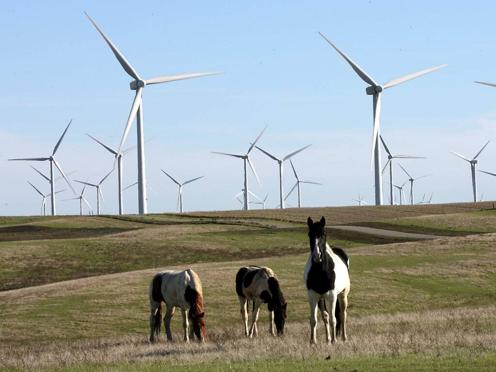 WInd turbines near Rio VIsta in Solano County, 2006. (Scott Manchester/ The Press Democrat)