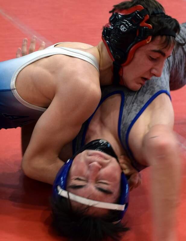 Analy's Trevor Bagan, top, will the No. 1 seed at 119 pounds at the North Coast Section wrestling championship tournament at James Logan High School in Union City.