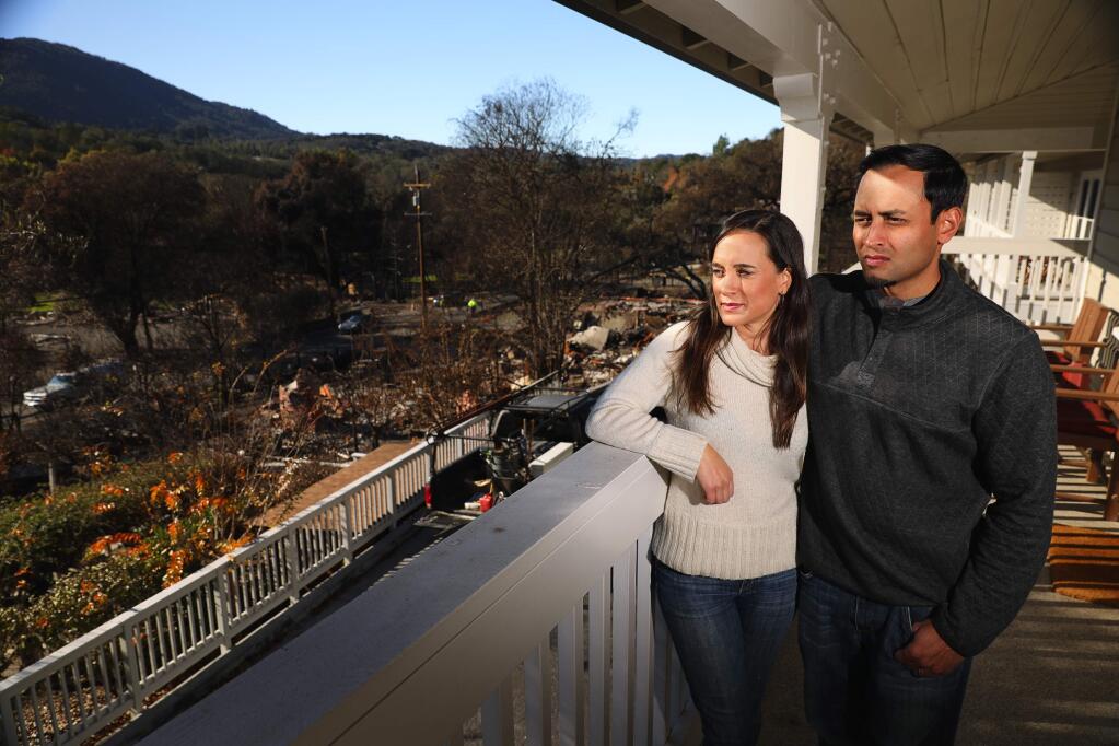 Olea Hotel owners Sia and Ashish Patel are rebuilding and hope to reopen the Glen Ellen hotel, after losing two cottages and sustaining smoke damage on the property during the wildfires in early October. (Christopher Chung/ The Press Democrat)