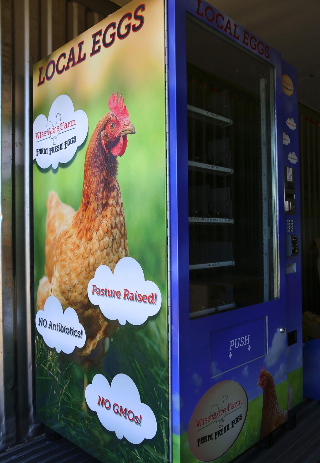 An egg vending machine stored at Wise Acre Farm, is said to be the first in the United States. (Christopher Chung/ The Press Democrat)