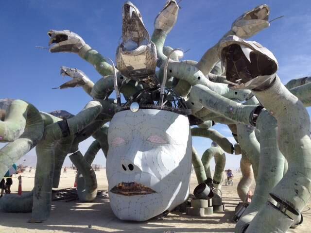 Scenes at Burning Man 2015. Medusa Madness, a prominently placed piece by Kevin Clark of Petaluma. (Chris Smith / PD)