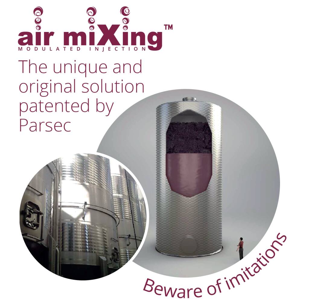 The Air Mixing M.I. (modulated injection) system developed by Parsec and distributed by ATPgroup is an innovative technique developed to break up the cap in the vinification of red wine. (courtesy of ATPgroup)