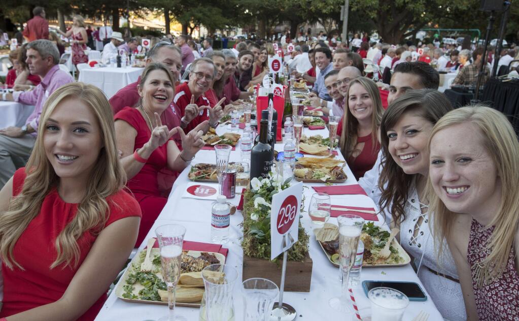 Sonoma's annual Red and White Ball takes place on the Plaza, with all proceeds going to the Sonoma Valley Education Foundation. (Photos by Robbi Pengelly/Index-Tribune)