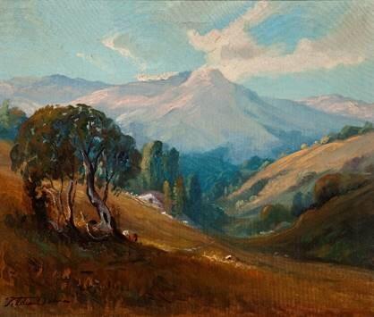 Tilden Daken, “Valley of the Moon, Sonoma Mountain in the Distance,” Calif., 1920, oil on canvas, 18 x 22 inches, from the Lien and Geoff Wolfe Collection. Artist Tilden Daken's works will be featured in a new exhibition at the House of Happy Walls Museum at Jack London State Historic Park, opening April 20. (Courtesy of Jack London State Historic Park)